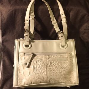 Croc embossed leather satchel, never used